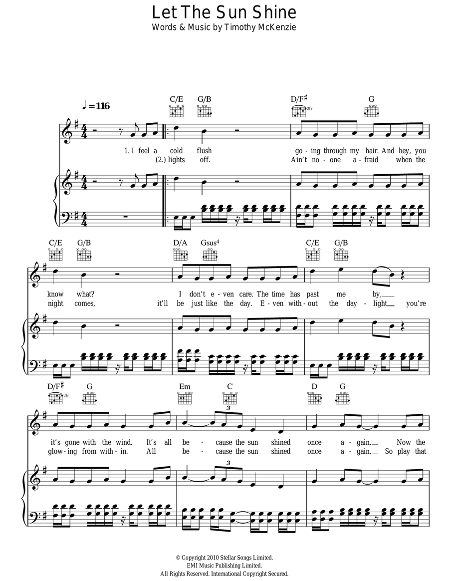 Let The Sun Shine Acoustic Guitar scores gallery preview page 1