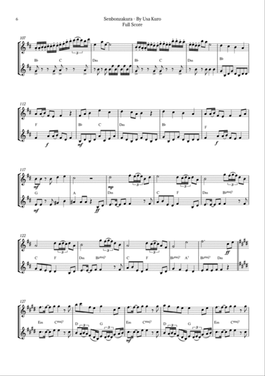 Senbonzakura Woodwind Duet scores gallery preview page 6