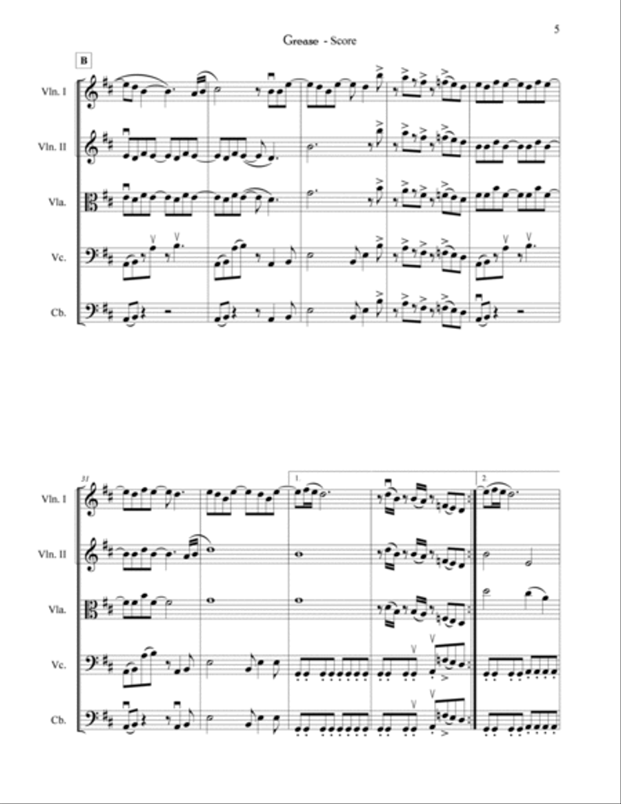 Grease String Orchestra scores gallery preview page 5