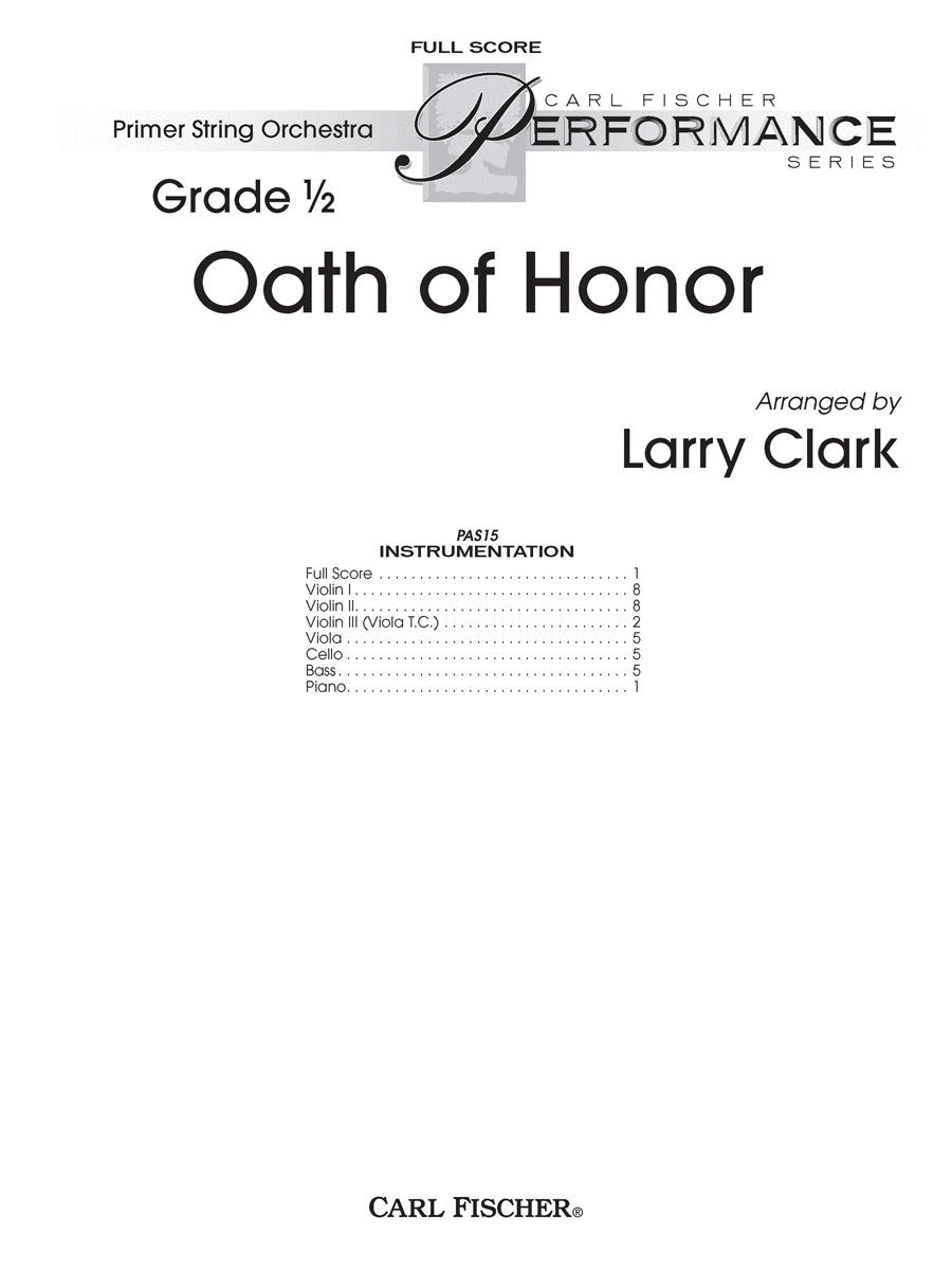 Oath of Honor Oath of Honor String Orchestra scores gallery preview page 1
