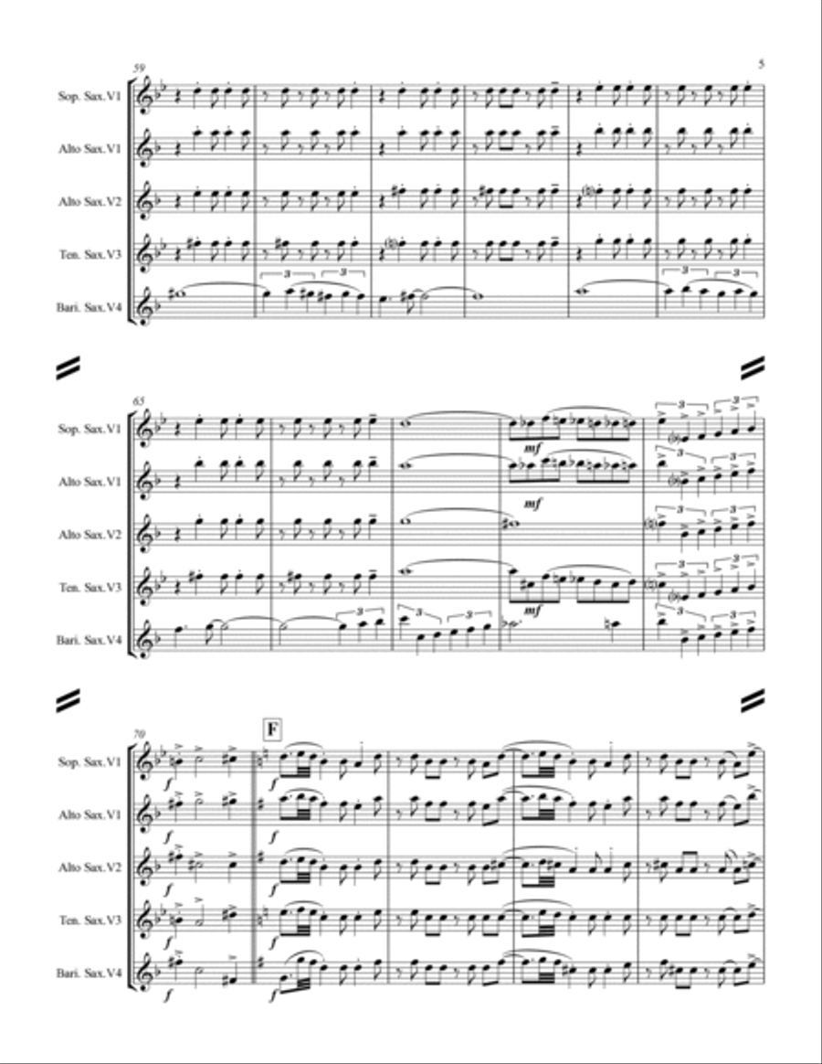 The Girl From Ipanema (Garota De Ipanema) Saxophone Quartet scores gallery preview page 6