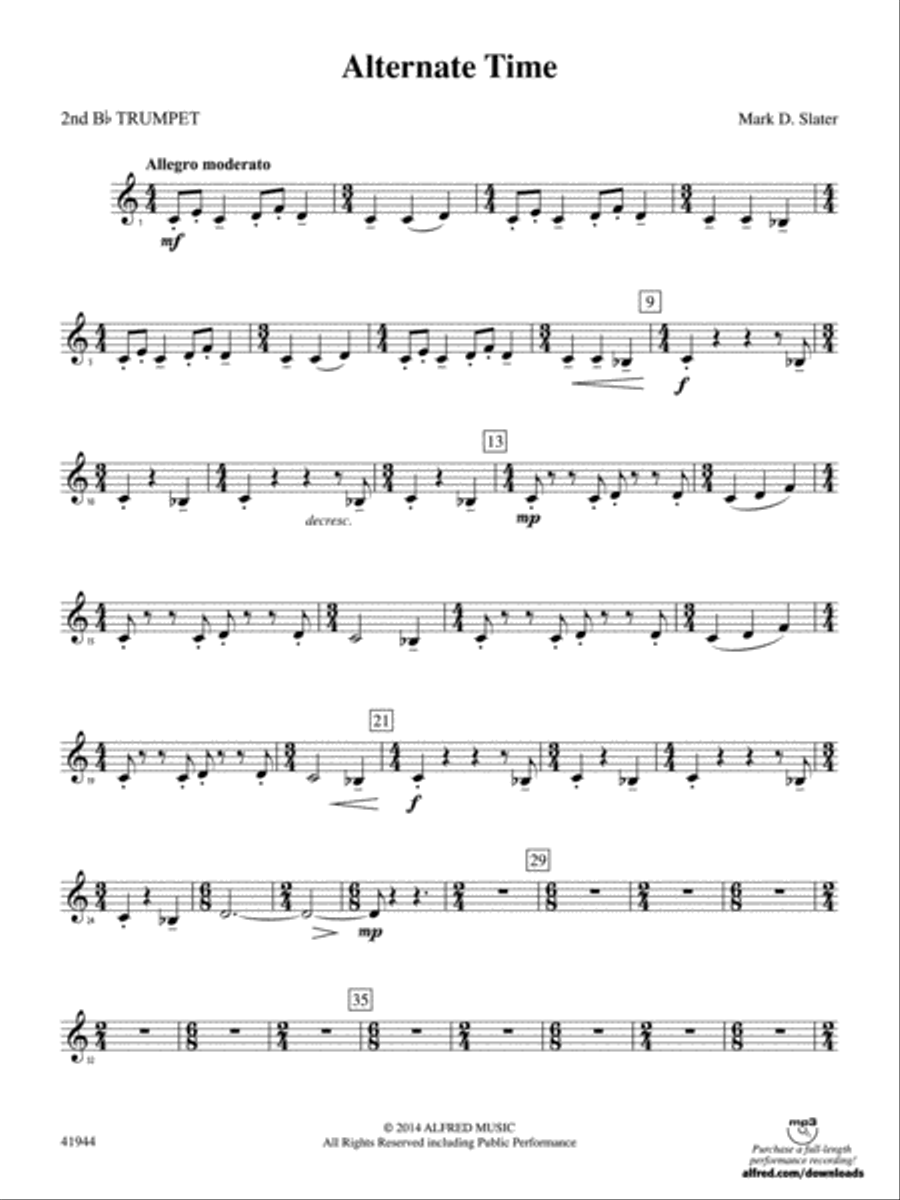 Alternate Time: 2nd B-flat Trumpet Concert Band scores gallery preview page 1