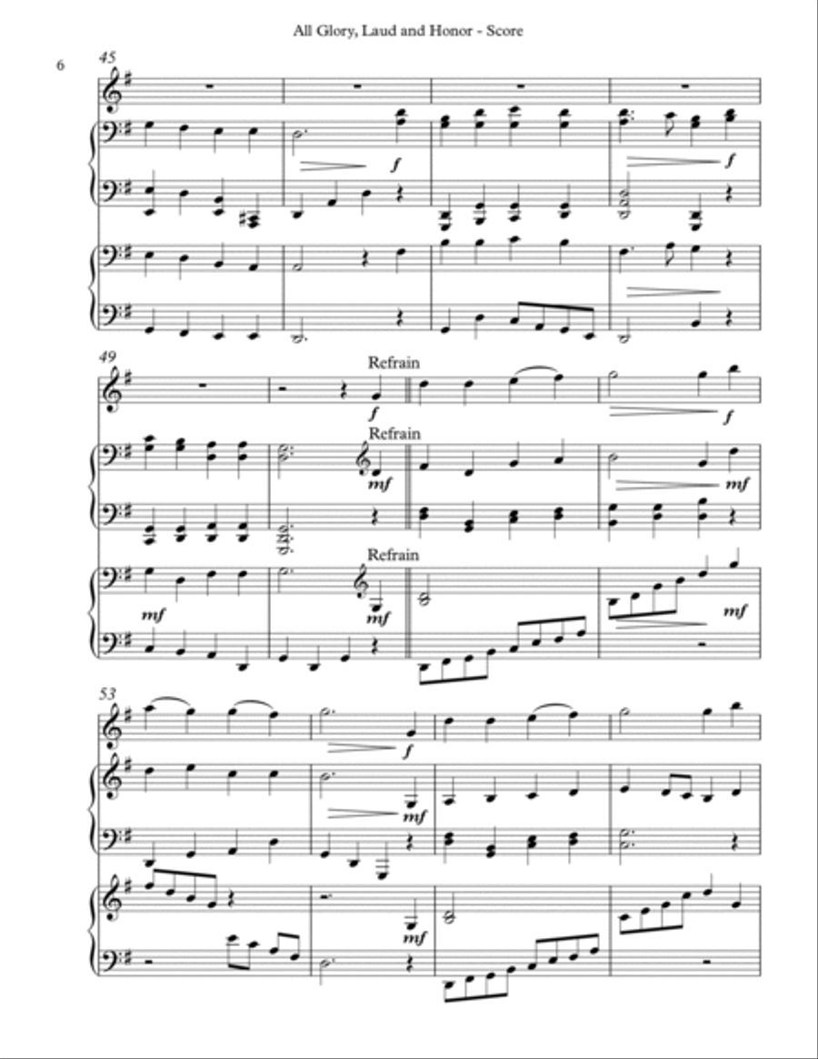 All Glory, Laud and Honor Trio for Oboe, Harp and Piano Pedal Harp scores gallery preview page 6