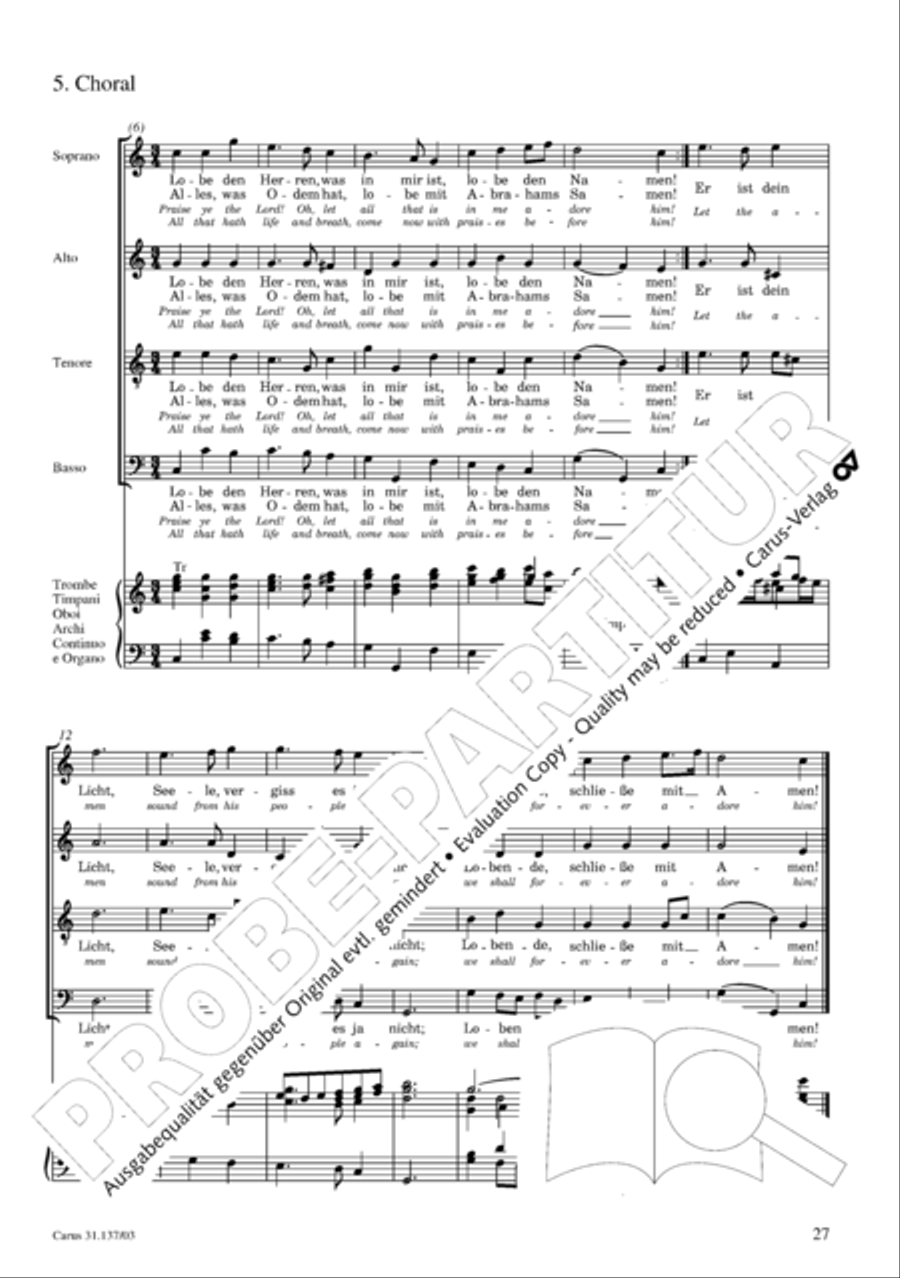 Praise ye, Almighty God, King and our ruler exalted (Lobe den Herren, den machtigen Konig der Ehren) ATB scores gallery preview page 28
