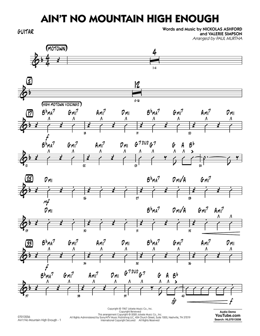 Ain't No Mountain High Enough (arr. Paul Murtha) - Guitar Jazz Ensemble scores gallery preview page 1