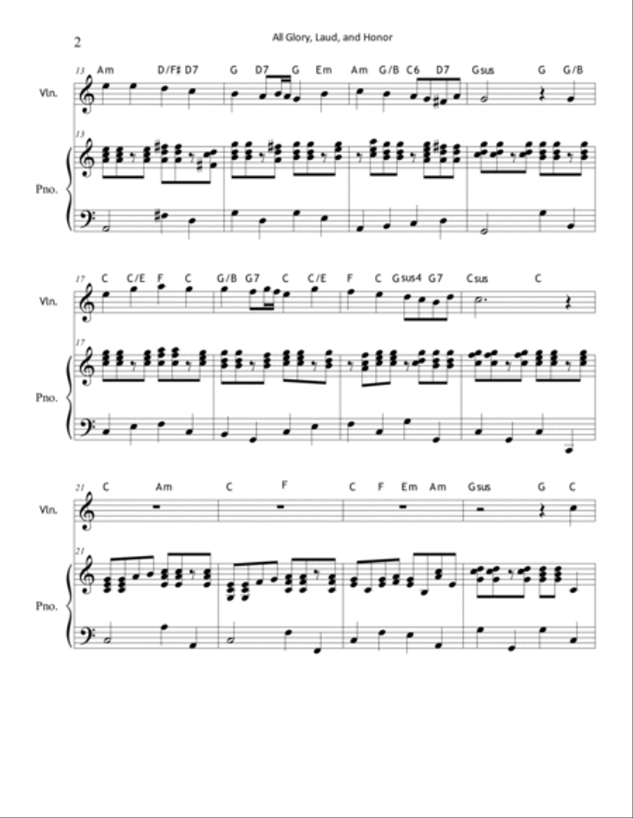 All Glory Laud & Honor (Violin & Piano) Viola scores gallery preview page 2