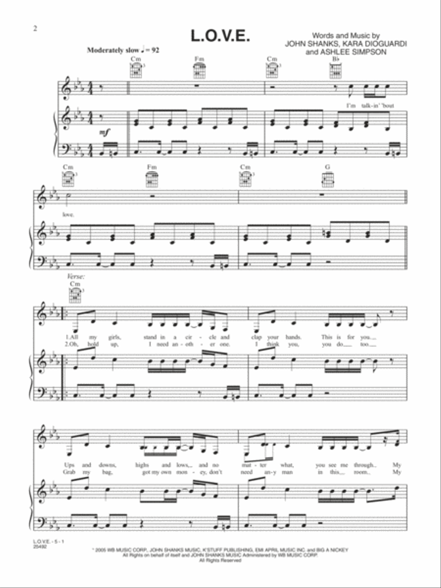 L.O.V.E. Piano, Vocal, Guitar scores gallery preview page 1