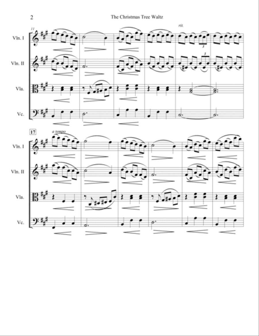 The Christmas Tree Waltz for String Quartet String Quartet scores gallery preview page 3