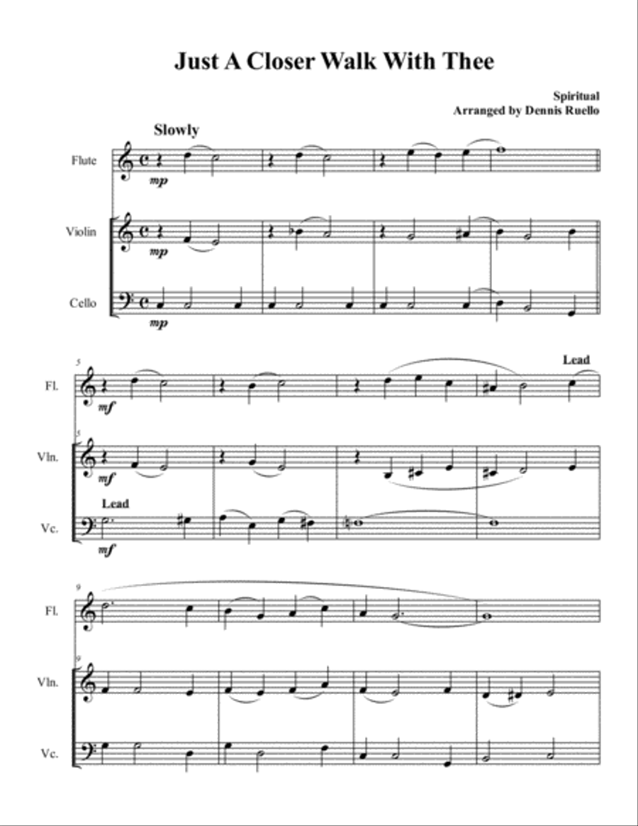 Just A Closer Walk With Thee - Trio (Flute or Clarinet, Violin and Cello) Small Ensemble scores gallery preview page 1