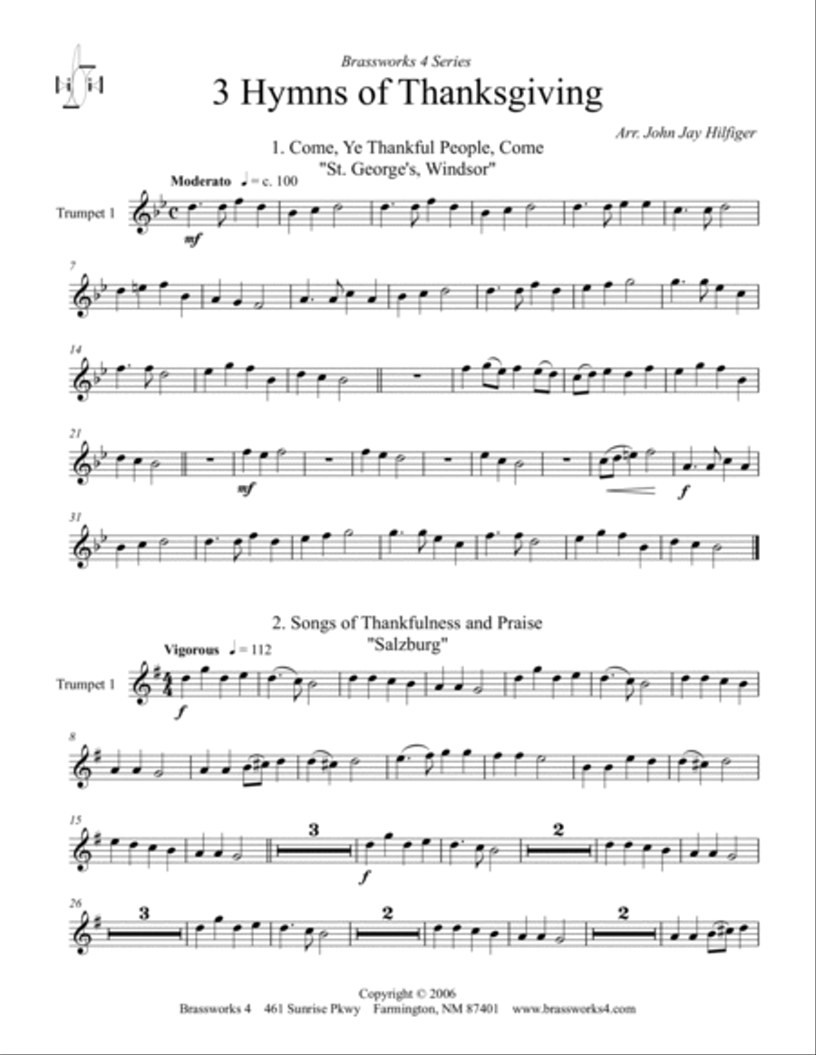 3 Hymns of Thanksgiving 3 Hymns of Thanksgiving Trumpet Trio scores gallery preview page 6