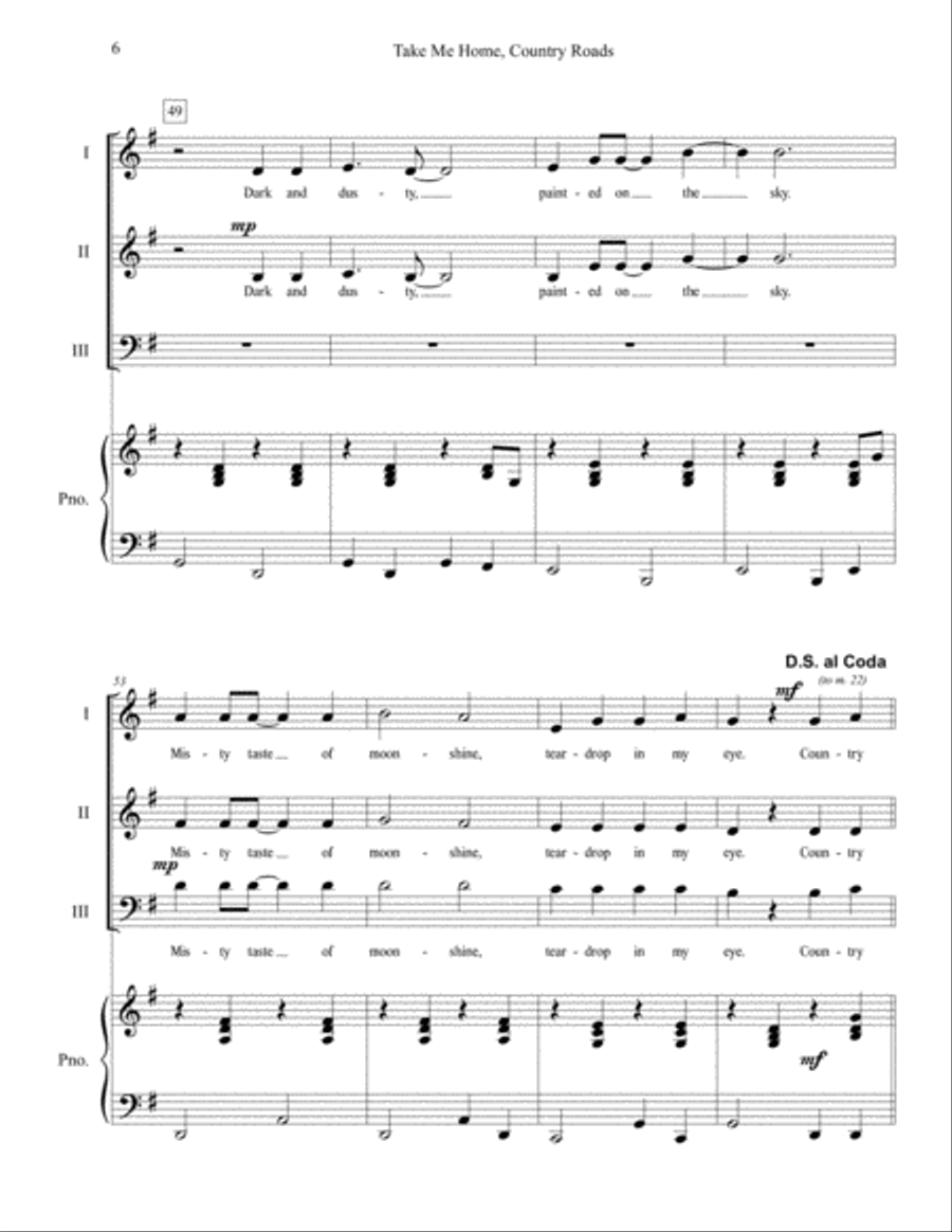 Take Me Home, Country Roads 3-Part scores gallery preview page 6