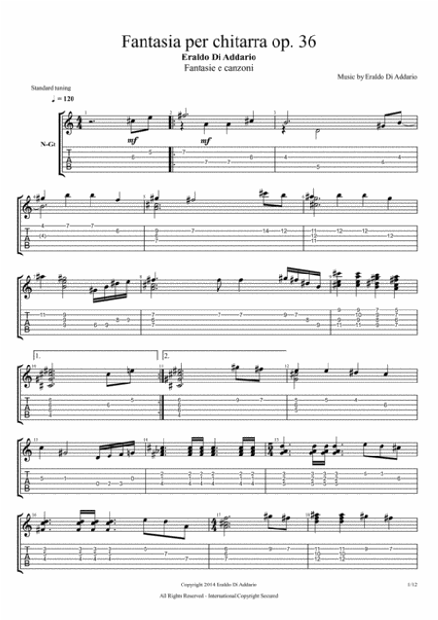 Fantasia per chitarra op. 36 Classical Guitar scores gallery preview page 1