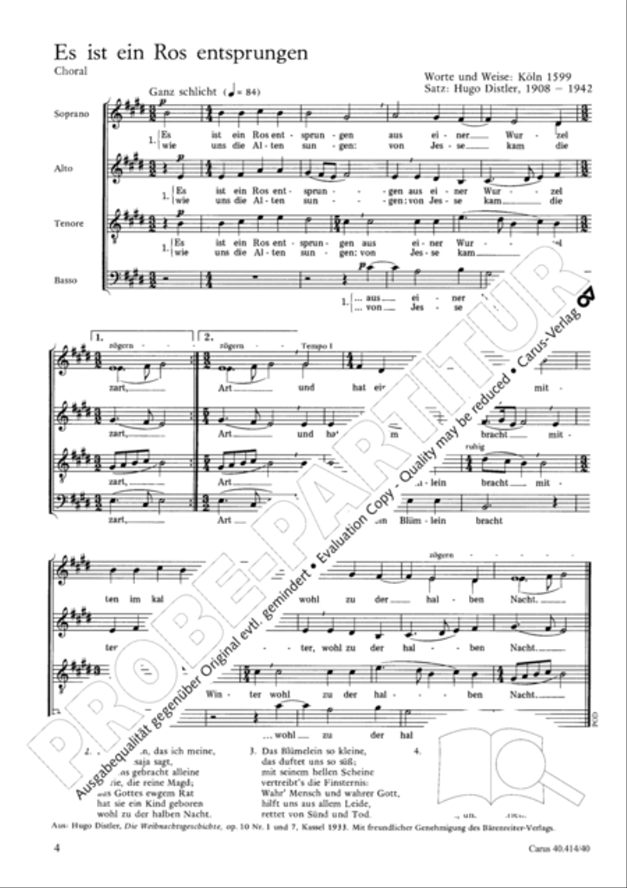 Drei Weihnachtschorsatze von Brahms, Distler und Kaminski Score scores gallery preview page 5