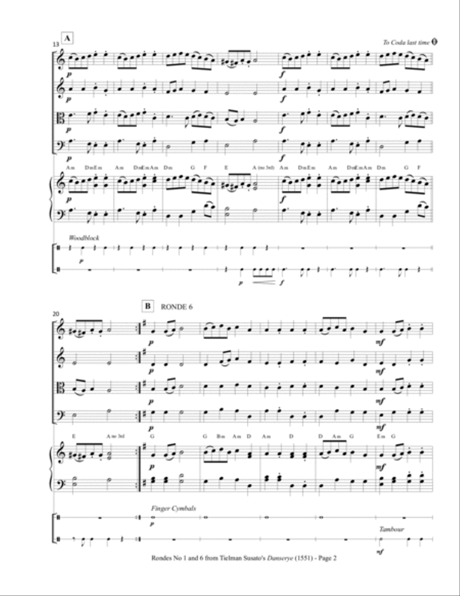 Two Rondes from Susato's Danserye (1551) Set of Parts scores gallery preview page 5