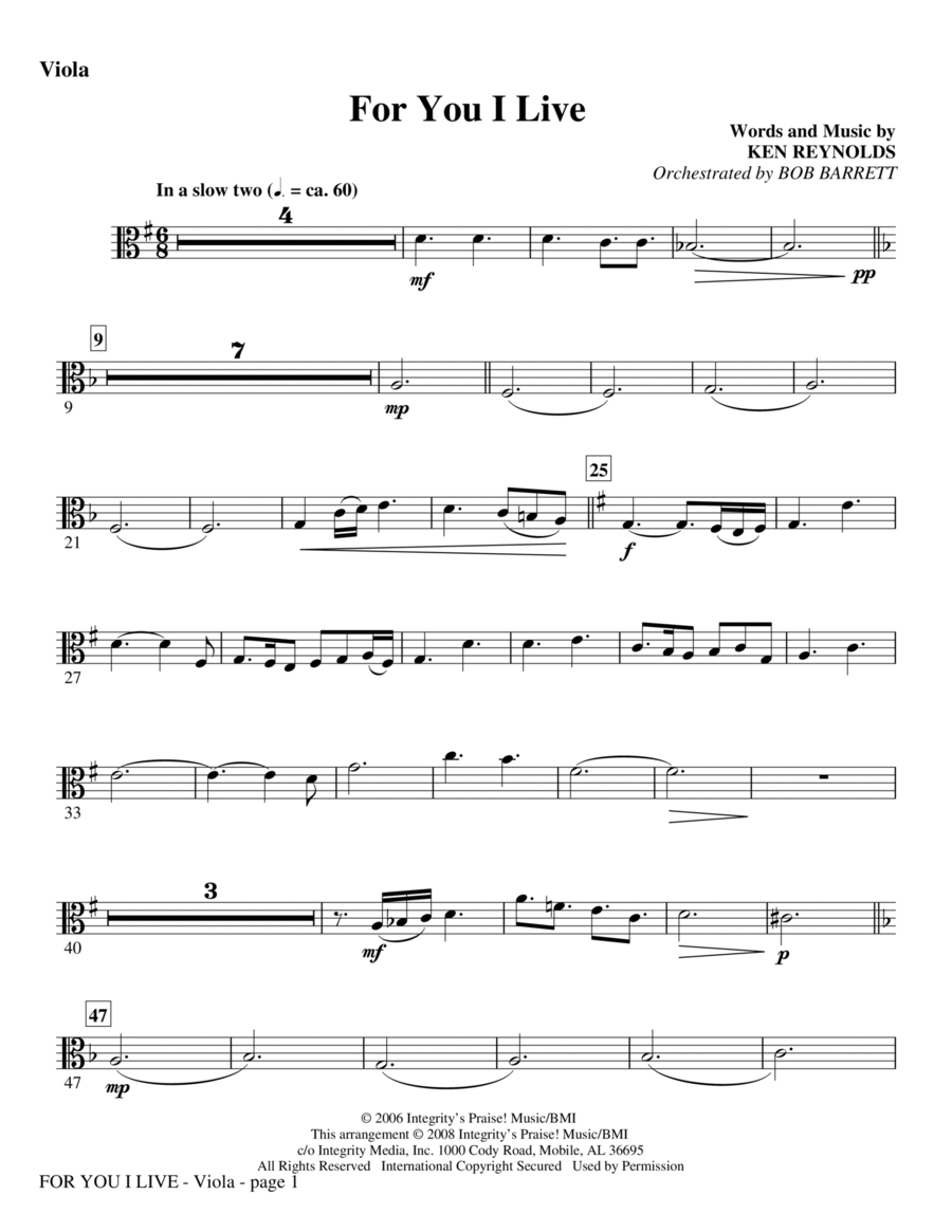 For You I Live - Cello Choir scores gallery preview page 1
