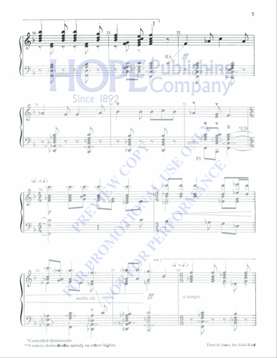 Trust in Jesus, the Solid Rock 5-Octaves scores gallery preview page 5