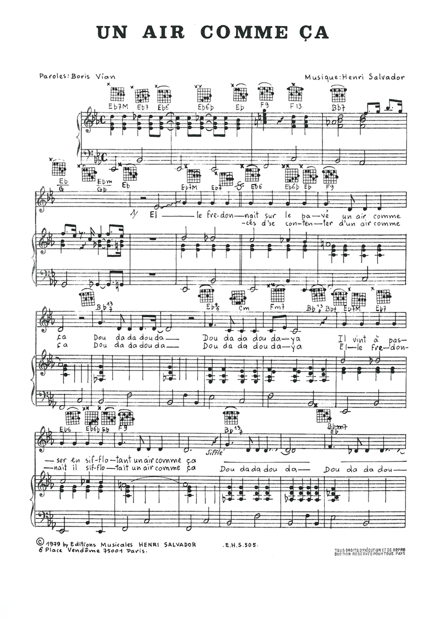 Un Air Comme Ca Piano, Vocal scores gallery preview page 1
