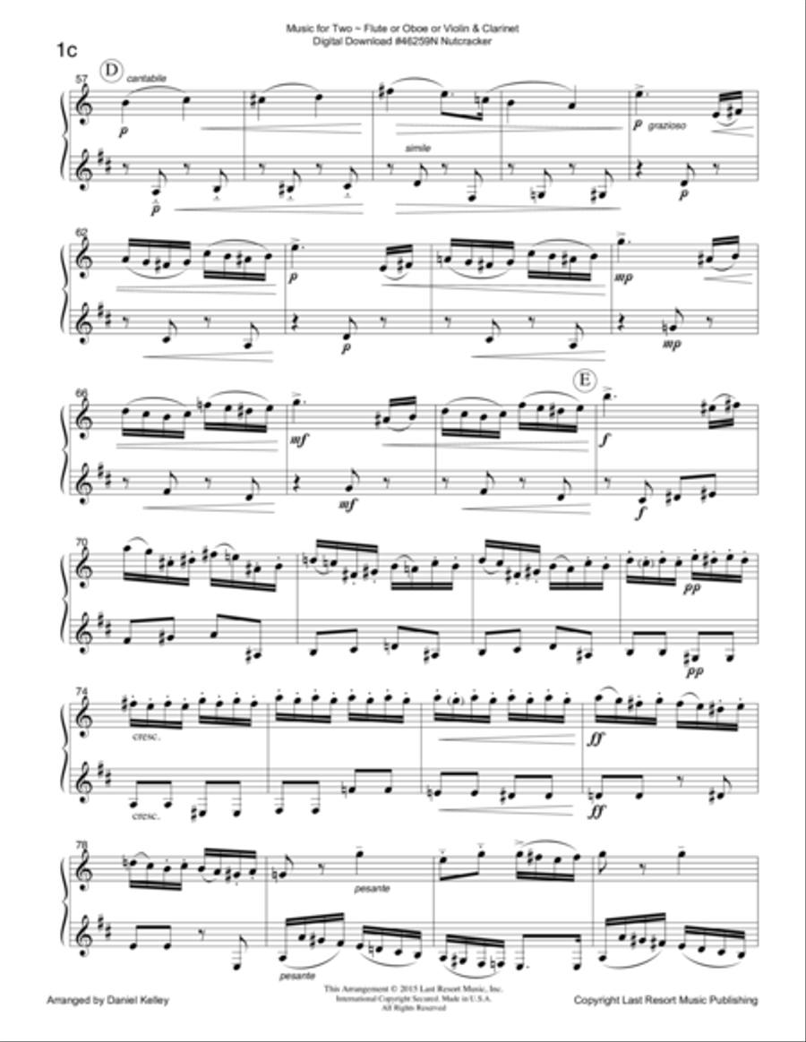 The Nutcracker - Duet - for Flute or Oboe or Violin & Clarinet - Music for Two Small Ensemble scores gallery preview page 4