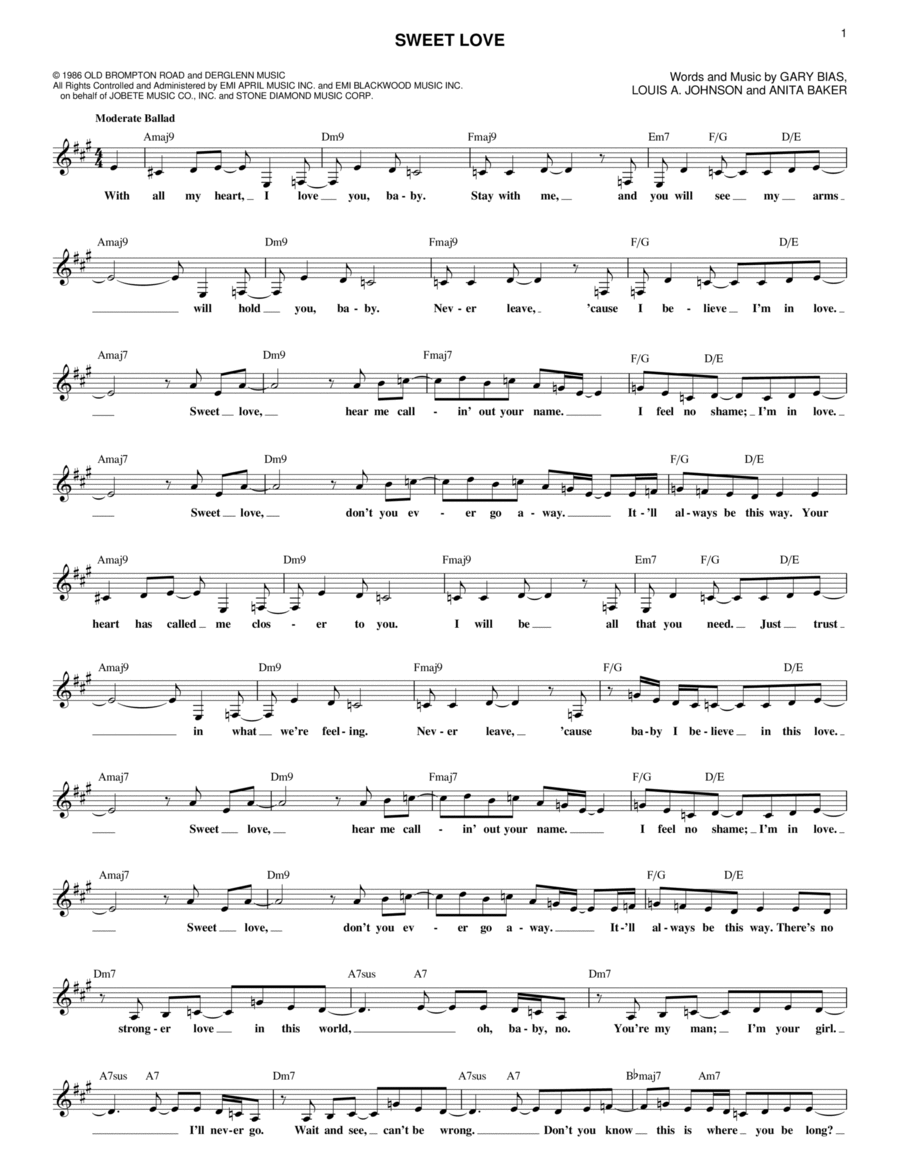 Sweet Love Sweet Love Piano scores gallery preview page 1