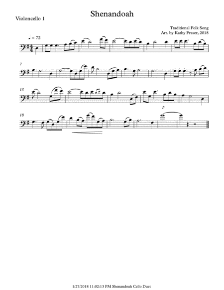 Shenandoah for Cello Duet image number null