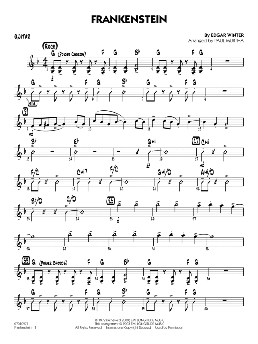 Frankenstein (arr. Paul Murtha) - Guitar Jazz Ensemble scores gallery preview page 1