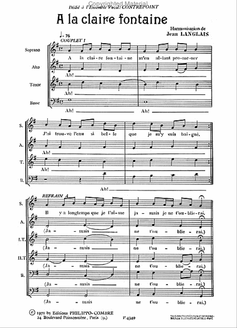 A la claire fontaine Choir scores gallery preview page 2