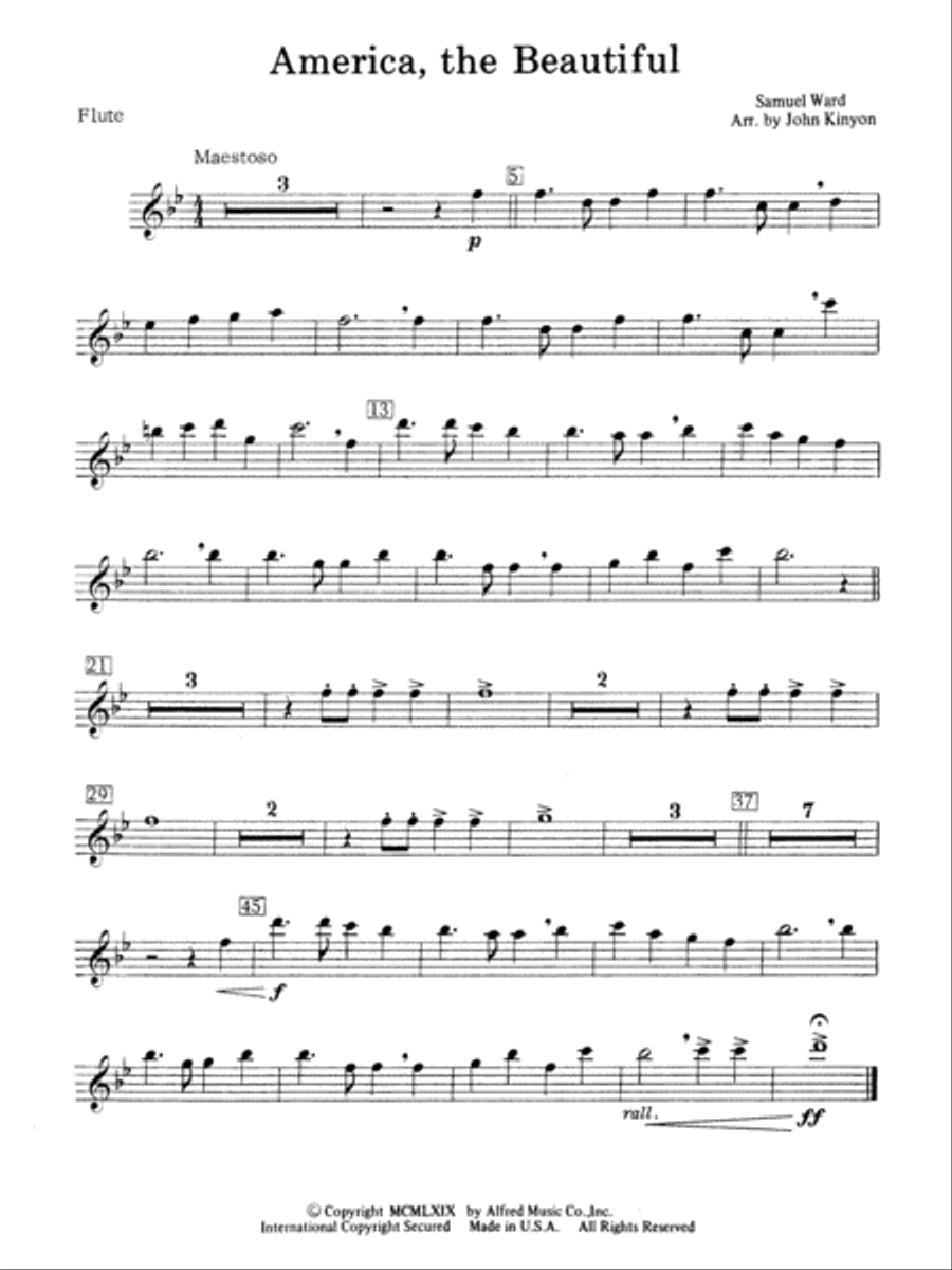 America, the Beautiful: Flute Concert Band scores gallery preview page 1
