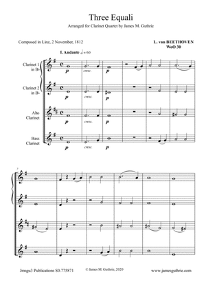 Beethoven: Three Equali WoO 30 for Clarinet Quartet