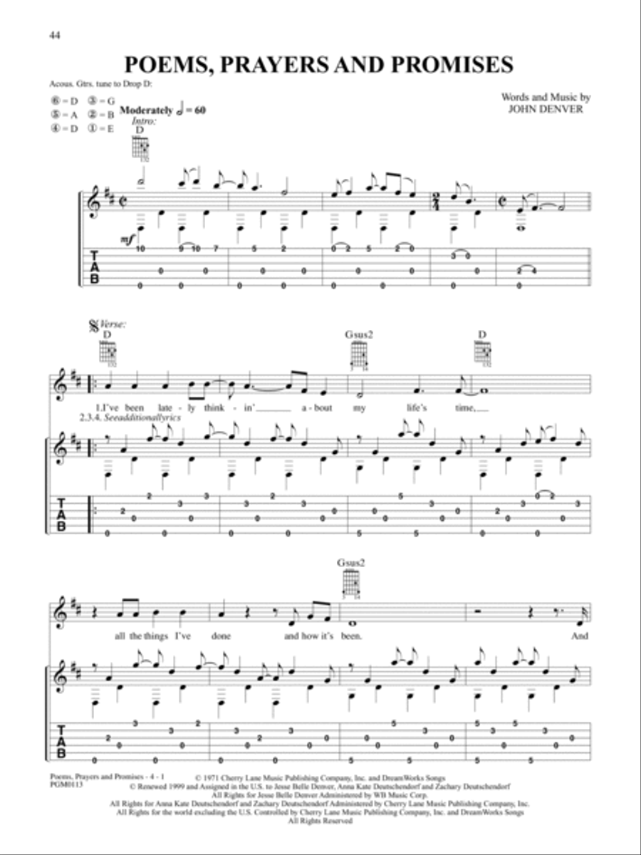 Poems, Prayers and Promises Guitar Tablature scores gallery preview page 1