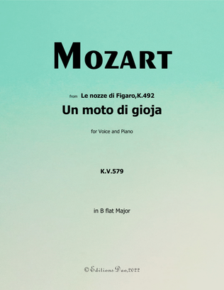 Book cover for Un moto di gioja, by Mozart, in B flat Major