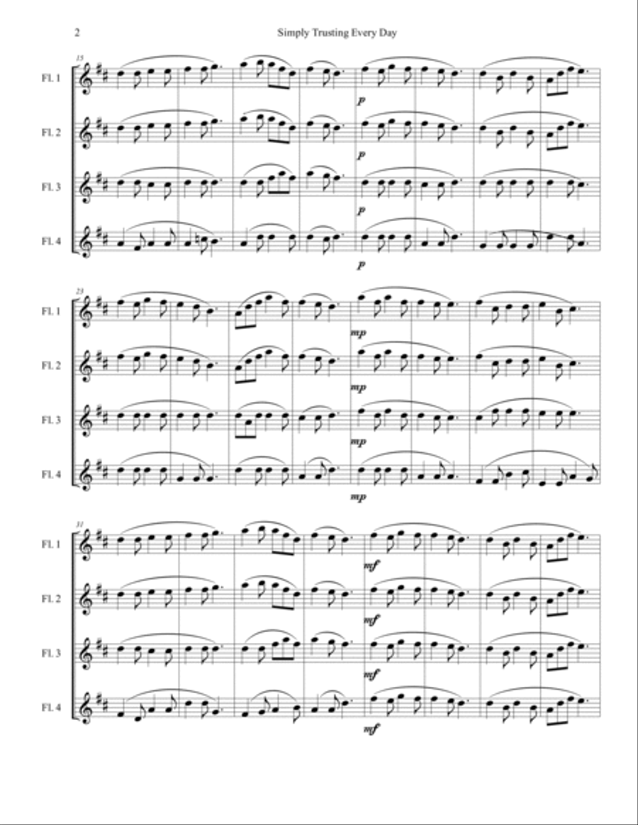 Simply Trusting Every Day Flute Quartet scores gallery preview page 2