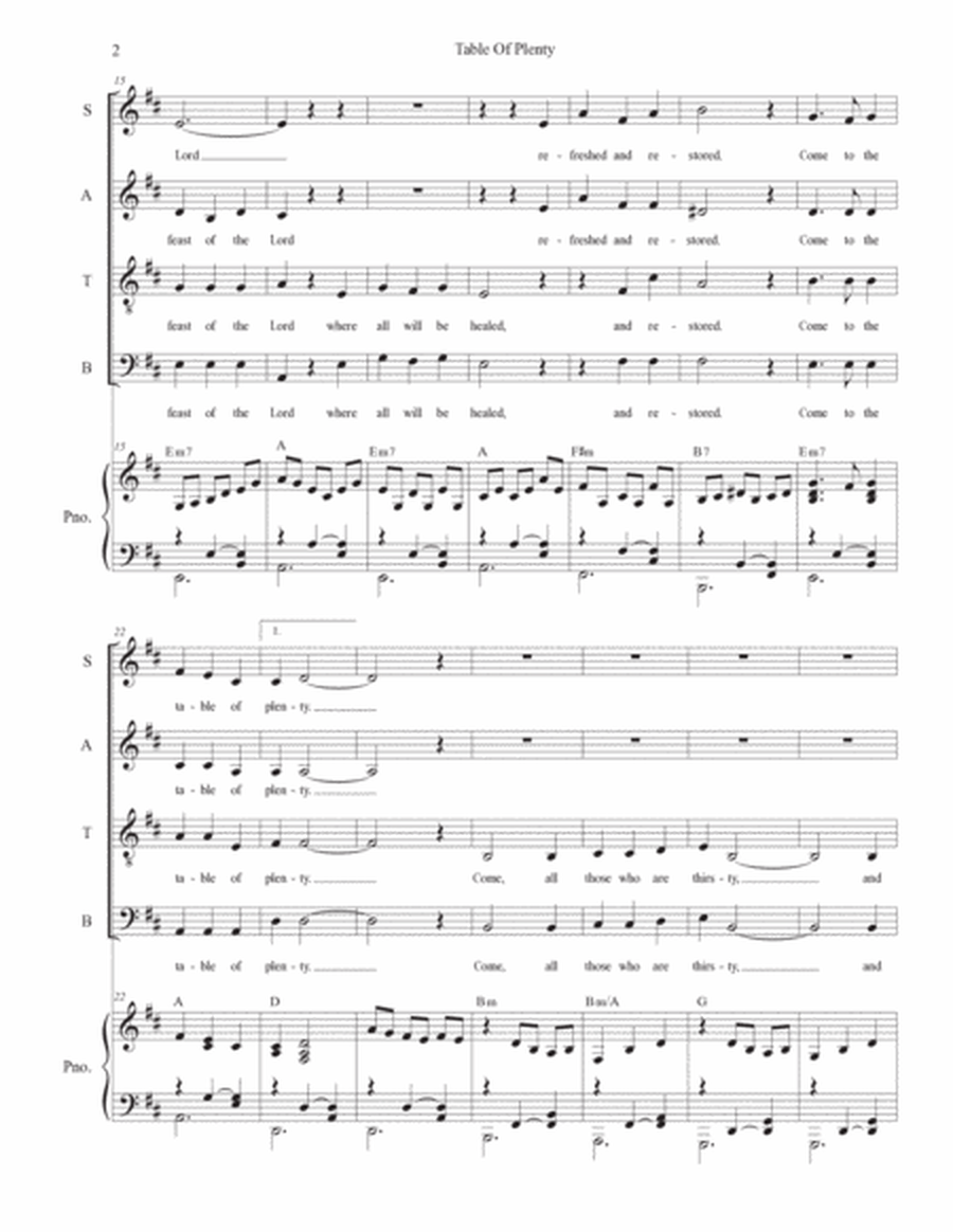 Table of Plenty (Vocal Quartet - (SATB) image number null