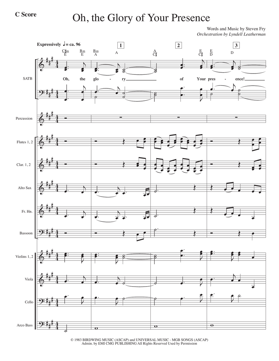 Oh, The Glory Of Your Presence 4-Part scores gallery preview page 1
