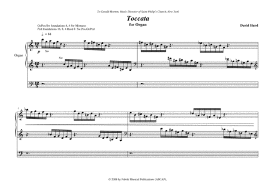 David Hurd: Toccata for organ Organ Solo scores gallery preview page 2