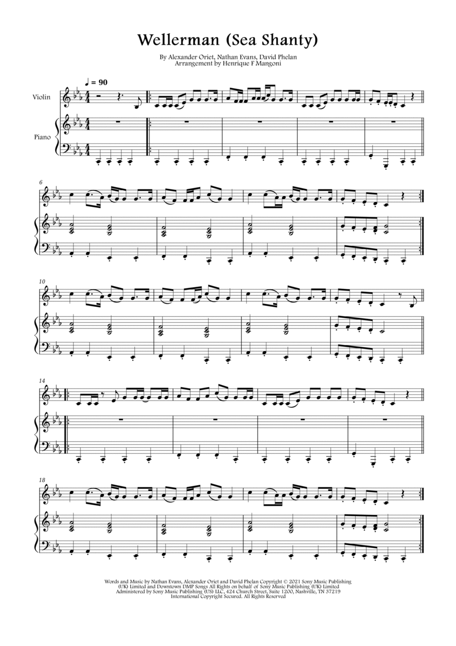 Wellerman Violin Solo scores gallery preview page 1
