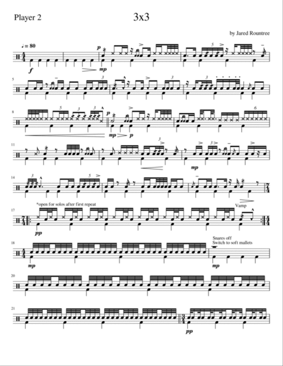 3x3 for Percussion Trio (all parts) Percussion Ensemble scores gallery preview page 6