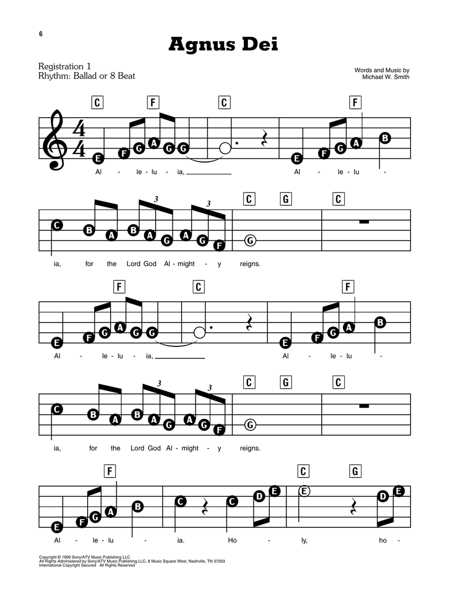 Agnus Dei Electronic Keyboard scores gallery preview page 1