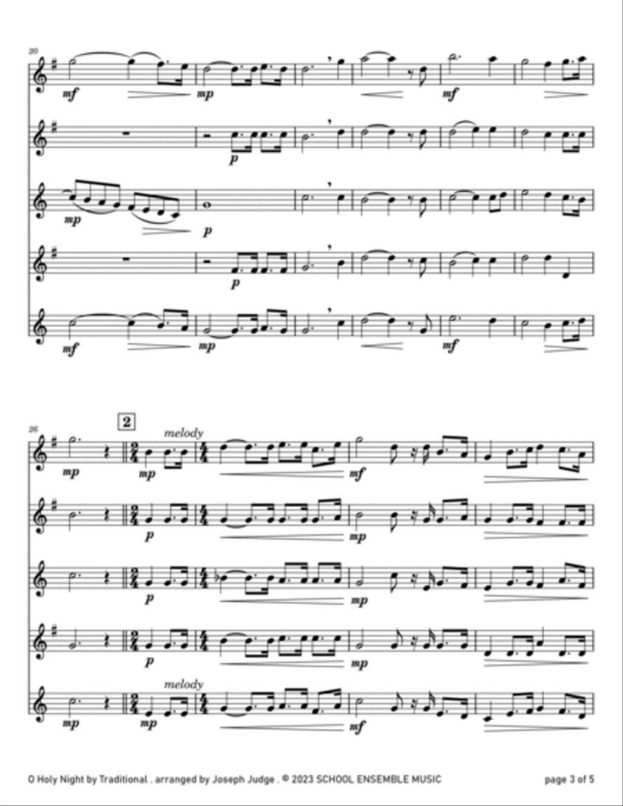 O Holy Night for Saxophone Quartet in Schools Saxophone Quartet scores gallery preview page 3