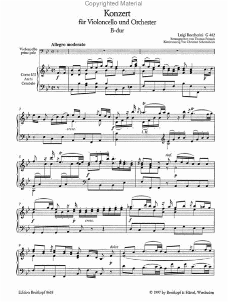 Violoncello Concerto in B flat major G 482 Piano Accompaniment scores gallery preview page 2