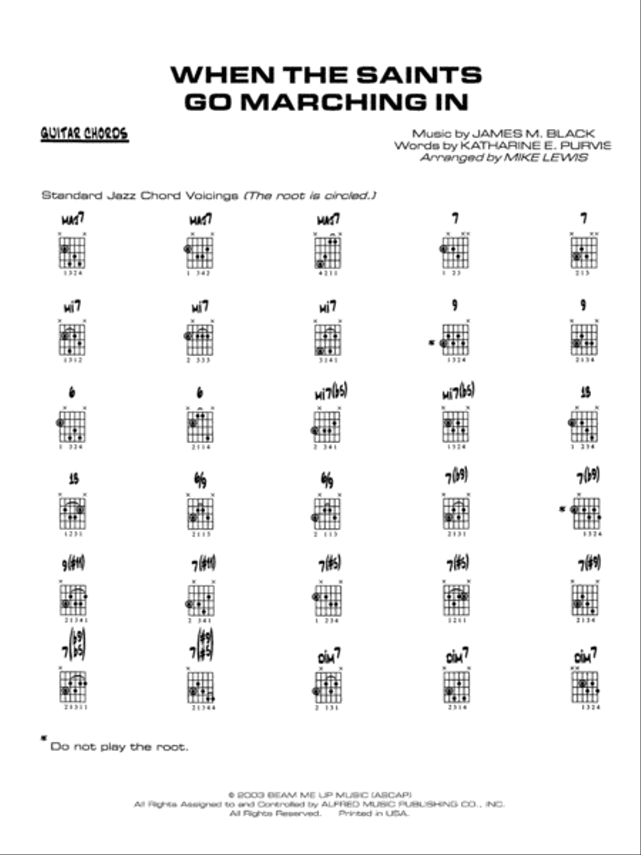 When the Saints Go Marching In: Guitar Chords Jazz Ensemble scores gallery preview page 1