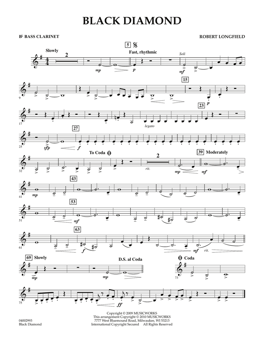Black Diamond - Bb Bass Clarinet Concert Band scores gallery preview page 1