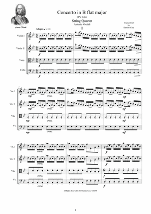 Book cover for Vivaldi - Concerto in B flat major RV 164 for String Quartet