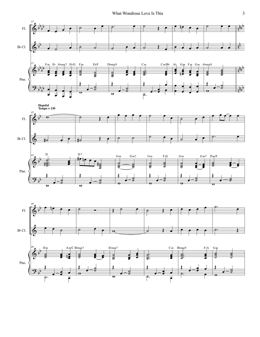 What Wondrous Love Is This (Duet for Flute and Bb-Clarinet) Woodwind Duet scores gallery preview page 3