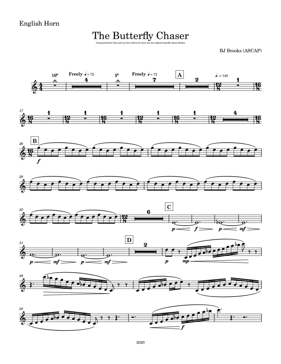 The Butterfly Chaser: English Horn Concert Band scores gallery preview page 1