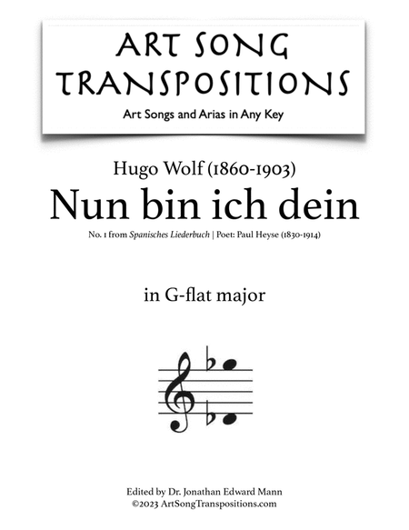WOLF: Nun bin ich dein (transposed to G-flat major)