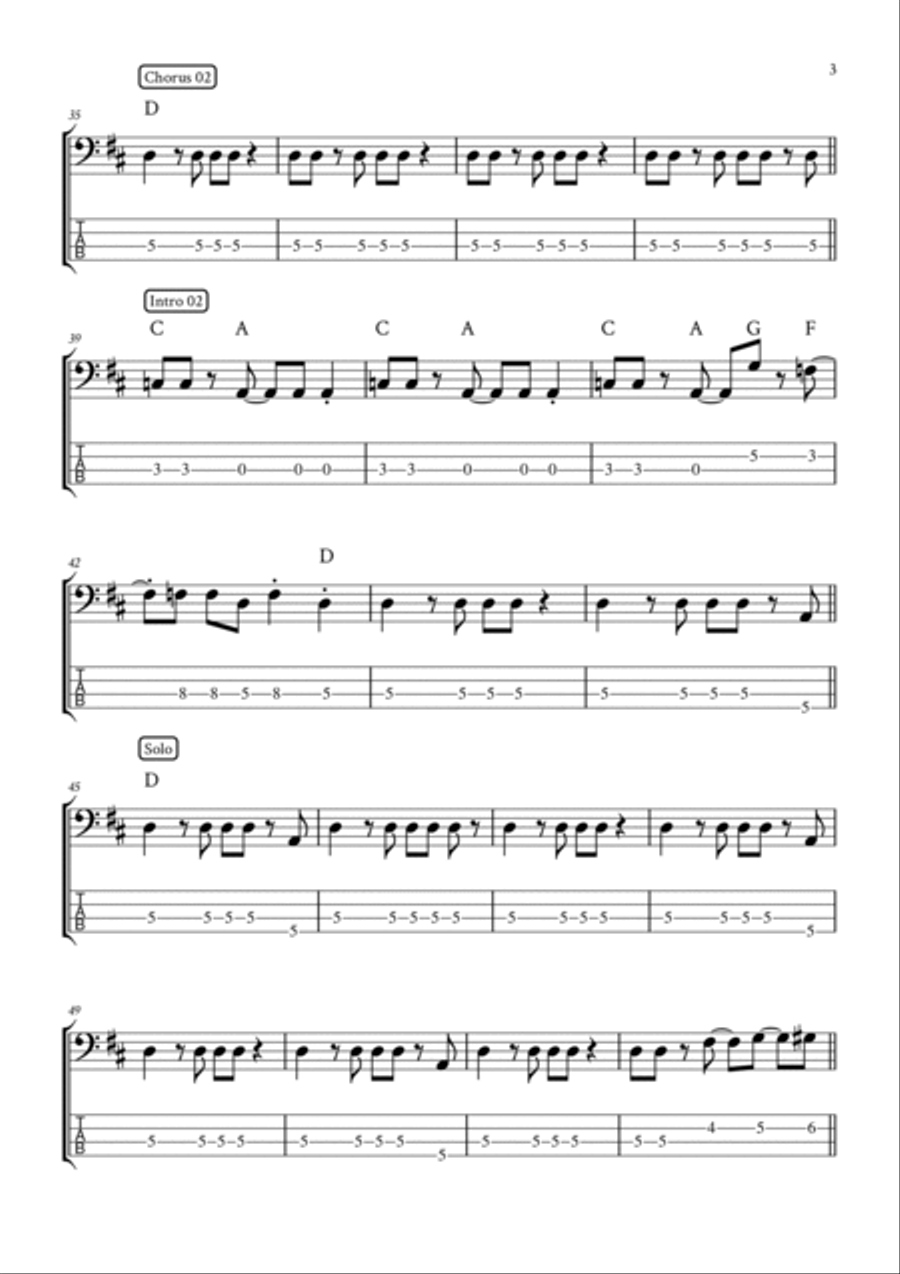 Proud Mary Bass Guitar scores gallery preview page 3