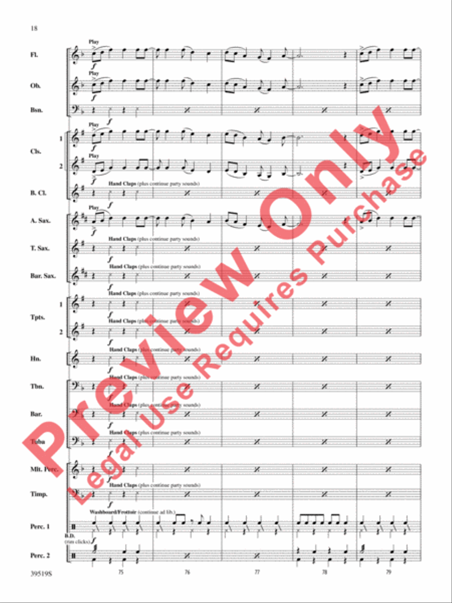 Zydeco Cajun Crawdad Dance Concert Band scores gallery preview page 19