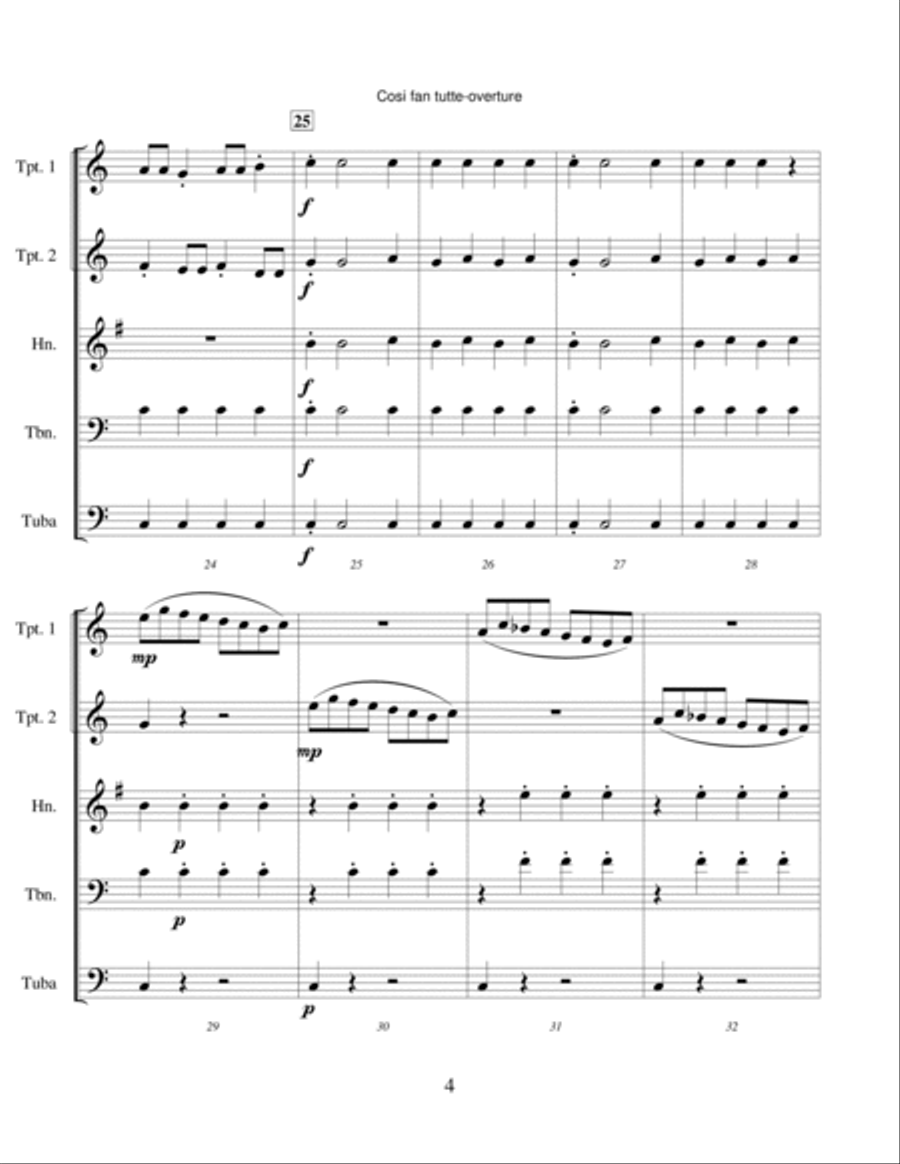 Cosi fan tutte Overture Brass Ensemble scores gallery preview page 5