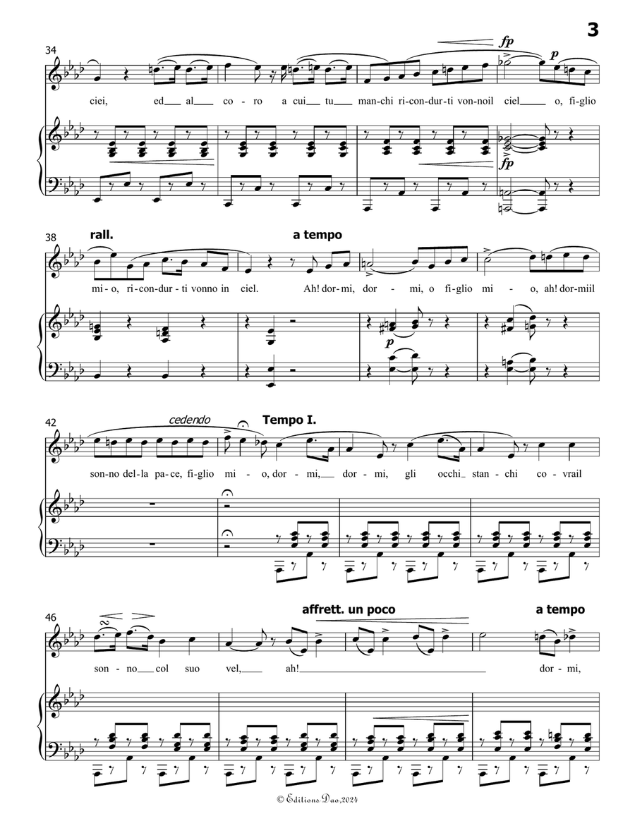 La ninna nanna, by Donizetti, A 202, in a flat minor Piano, Vocal scores gallery preview page 5