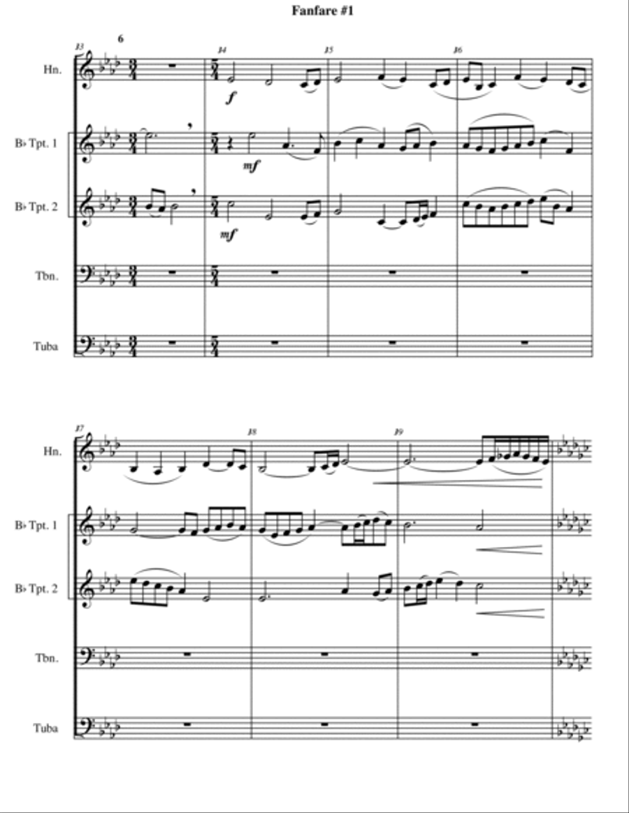 Fanfare #1 Brass Ensemble scores gallery preview page 6